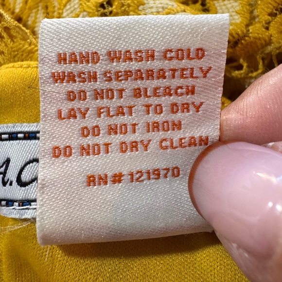 A. Calvin by Flying Tomato Elegant Yellow Lace Mini Dress - Picture 5 of 7